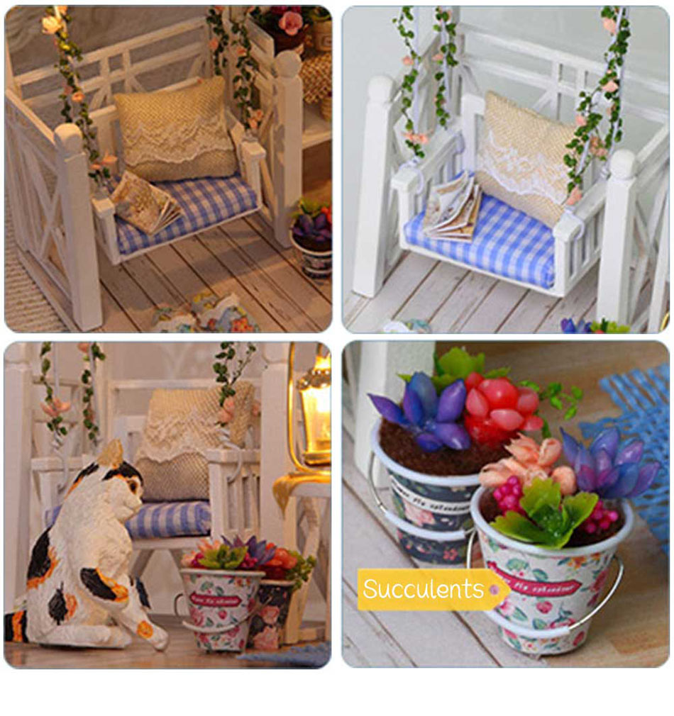 Miniature Dollhouse Dolls Furniture With LED