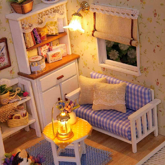 Miniature Dollhouse Dolls Furniture With LED